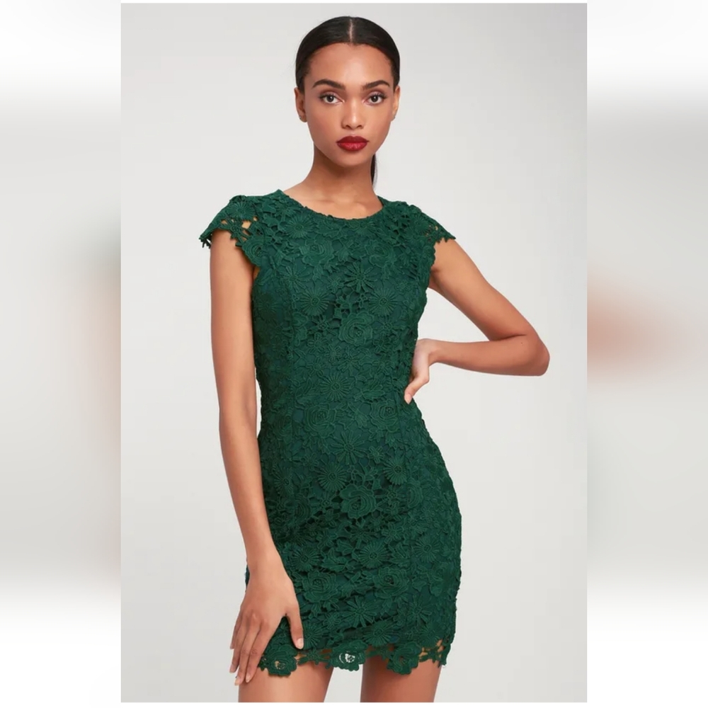 NWT Lulu's green lace mini dress